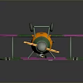 Colorful Cosmic Biplane Aircraft Model With Orange Green Pink And Black White Stripes