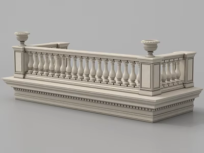 Classical Stone Railing With Vase Shaped Finials And Ornate Carved Details 3d model