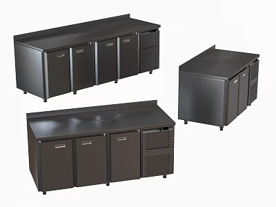 Sturdy Black Commercial Storage Cabinets With Multiple Styles And Countertops 3d model