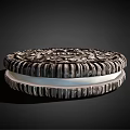 Classic Round Oreo Cookie With Creamy Filling And Textured Chocolate Biscuit