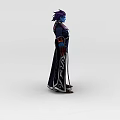 Man In Dark Robe With Decorative Patterns And Wide Sleeves Fantasy Style