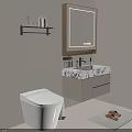 Modern Bathroom Vanity with Illuminated Mirror Marble Countertop and Storage Cabinets