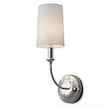 Modern Wall Lamp With Fabric Shade And Chrome Finish Mounted On Light Gray Wall