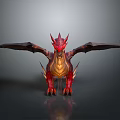 Striking Fantasy Red Dragon Character With Spread Wings Golden Scales And Sharp Horns