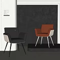 Modern Design Black And Brown Leather Accent Chairs With Metal Legs