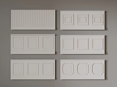 White Decorative Wall Panels With Various Panel Designs For Interior Decoration 3d model
