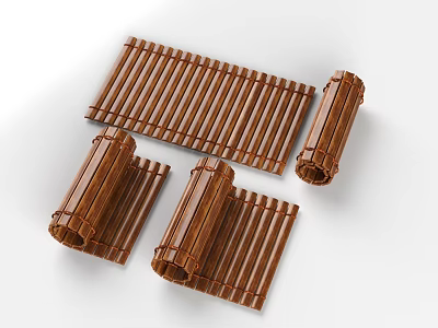 Bamboo Fence And Screen Panels With Rolled Folded And Straight Shapes 3d model