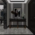 Elegant Chandelier In Dining Room Above Table With Chairs And Decorative Painting