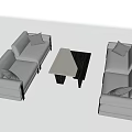 Gray Sectional Multi Person Sofa With Cushions And Black White Coffee Table 3d model