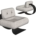 Light Gray Upholstered Single Sofa with Button Tufted Backrest and Black Curved Base 3d model