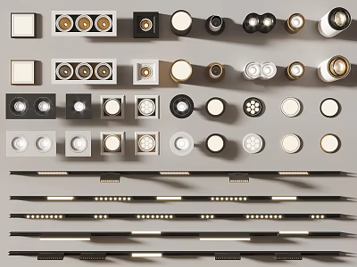 Modern Downlights And Spotlights With Various Styles And Decorative Lighting Fixtures 3d model