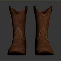 Brown Leather Cowboy Boots With Classic Stitched Design For Daily Use