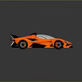 Orange Supercar With Sleek Streamlined Body Transparent Roof Black Accents And Modern Design