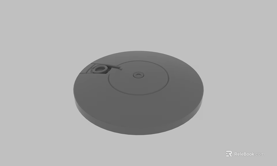Circular Gray Device With Smooth Surface And Central Knob Design 3d model 