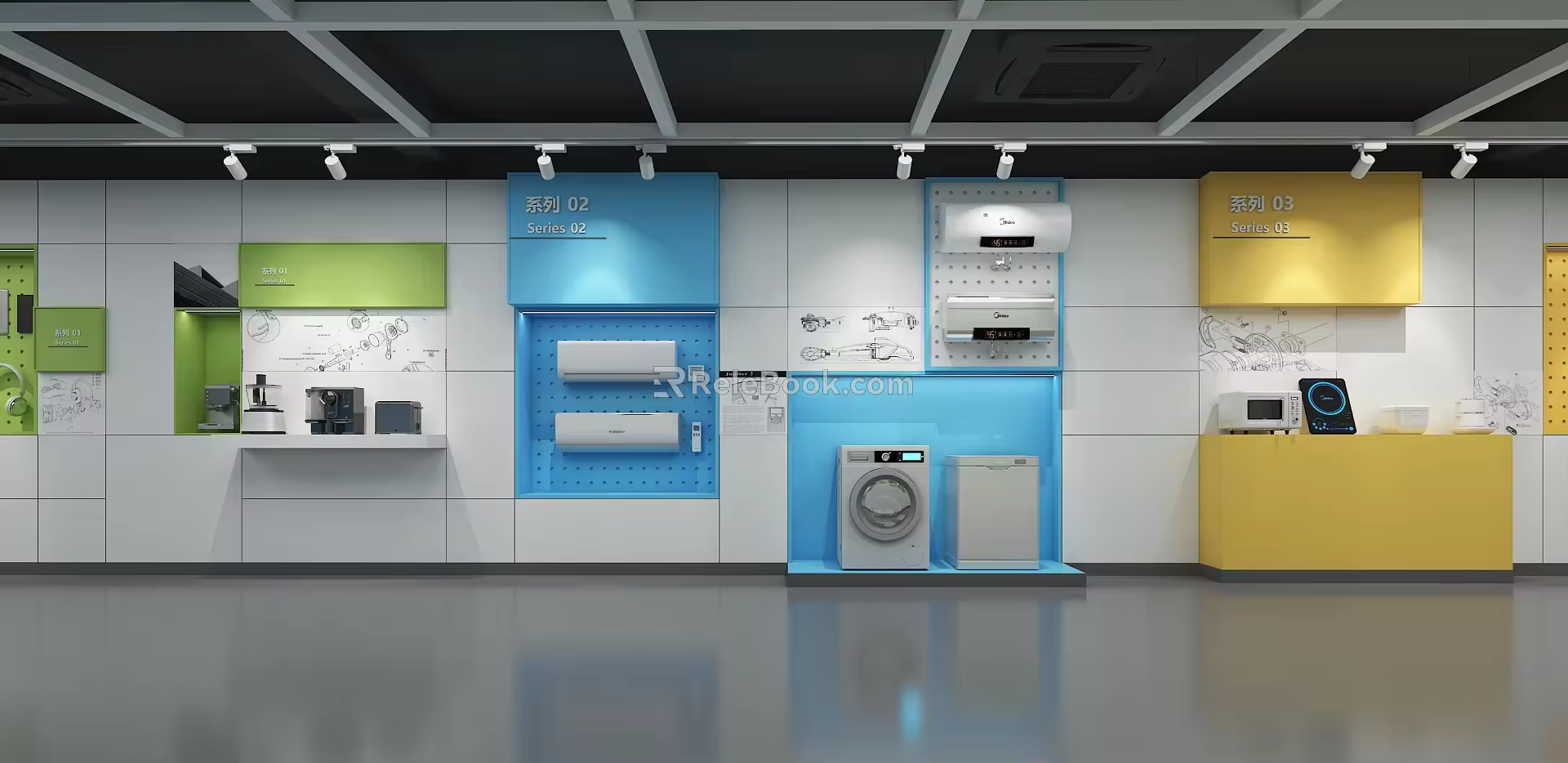 Modern showroom product display wall 3d model