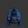 Blue Dragon Like Game and Movie Character With Spikes and Glowing Flames