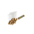 Modern Chandelier With Layered Square Glass Blocks In Amber And Gold Tones