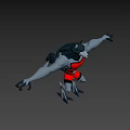 Muscular Animal Game And Movie Character In Red Outfit With Black Details And Arms Outstretched