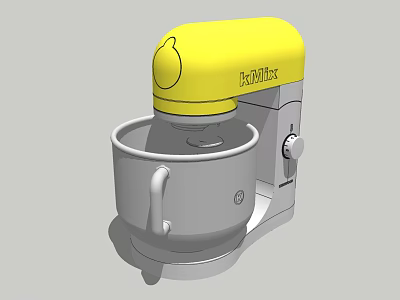 BrandX Yellow Top Silver Bowl Stand Mixer for Home Kitchen Baking 3d model