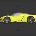 Yellow Sports Car Featuring Sleek Aerodynamic Design Black Roof Wheels on Dark Background with Reflection