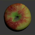 Shiny Red And Yellow Striped Apple With Green Stem On Grey Background