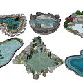 Garden Water Fountain Designs With Various Shapes Stones Plants And Water Lilies
