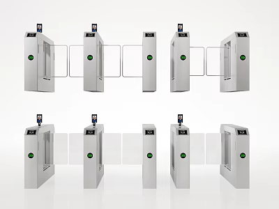 Silver Automatic Security Turnstiles With Access Control And Entry Exit Gates 3d model