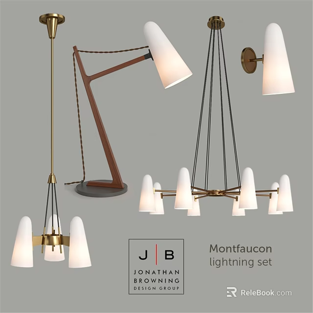 Jonathan Montfaucon Lighting Set Modern Chandeliers With Multiple Shades And Unique Designs 3d model 