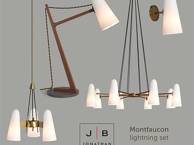 Jonathan Montfaucon Lighting Set Modern Chandeliers With Multiple Shades And Unique Designs 3d model