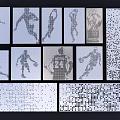 Basketball Player Silhouettes And Dot Pattern Art Designs For Wall Decorative Use 3d model