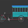 Vintage Tricycle With Blue Carriage Red Frame Black Components And Reflective Surface