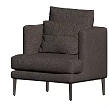 Modern Gray Single Seater Sofa With Fabric Upholstery And Metal Legs