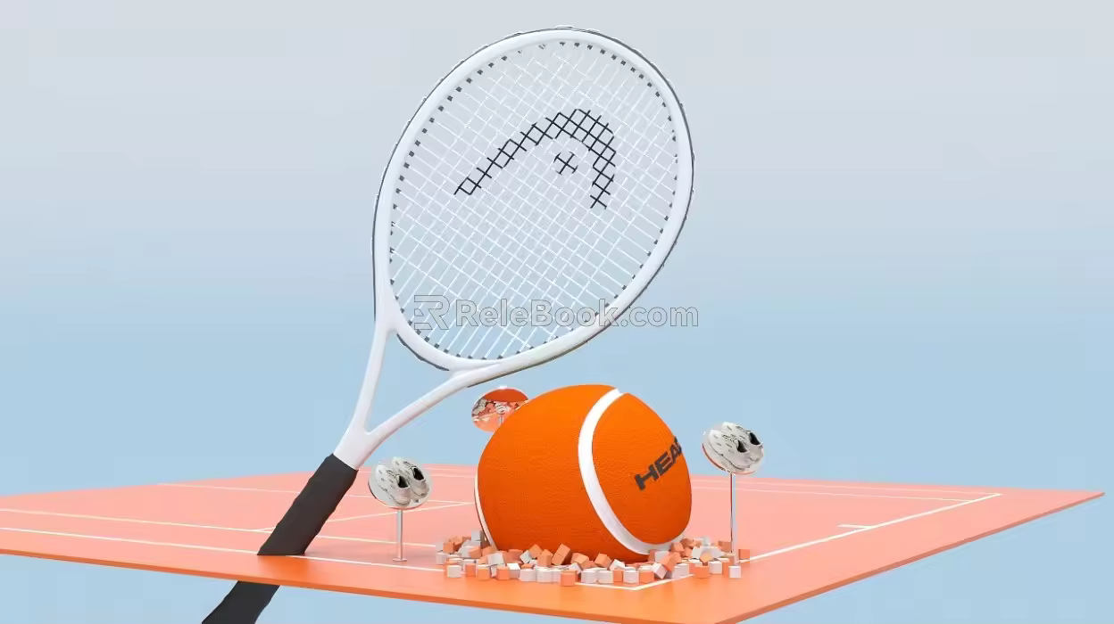 Modern net red tennis highlight eye-catching device 3d model
