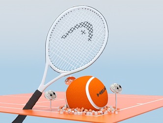 Modern net red tennis highlight eye-catching device 3d model