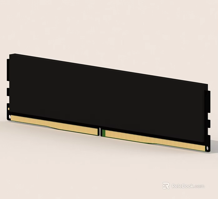 High Density Black Desktop RAM Module With Golden Pins And Long Memory Design 3d model
