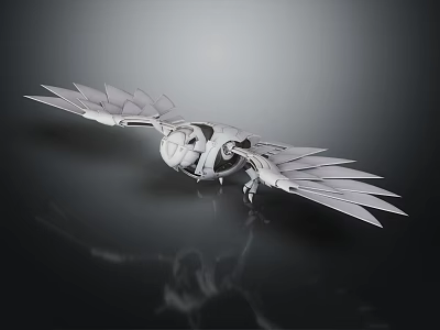 Smart Machine Mechanical Eagle Design With Silver Wings In Flying Form 3d model