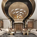 Chandelier Sofa Coffee Table Water Bar Counter Bar Screen 3d model