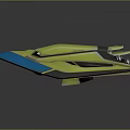 Futuristic Yellow And Blue Spaceship Exterior With Aerodynamic Design For Cosmic Exploration