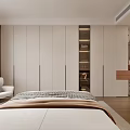 Modern Wardrobe Design In Bedroom Interior With Built In Shelves And Lighting