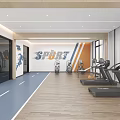 Modern Fitness Gym Interior With Treadmills And Sport Wall Art