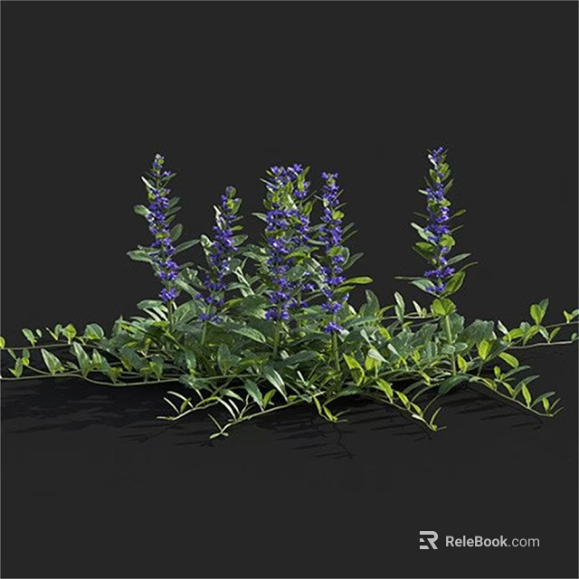 Decorative Bonsai Potted Plant With Purple Flowers Green Leaves And Vines 3d model 