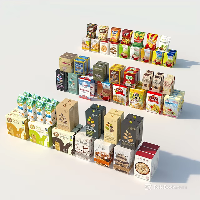Snack Shop Displaying Various Packaged Snacks Including Cookies Chips Nuts And Candies 3d model