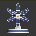 Solar Device Featuring Blue Panel Blades White Emblem And Circular Base 3d model