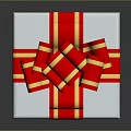 White Gift Box With Red And Gold Ribbons And Large Bow For Daily Life