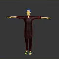 Child Standing With Arms Outstretched In Black Outfit Against Gray Background