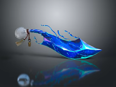Fantasy Glowing Sword With Blue Luminous Blade And Transparent Orb 3d model