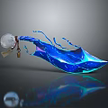 Fantasy Glowing Sword With Blue Luminous Blade And Transparent Orb