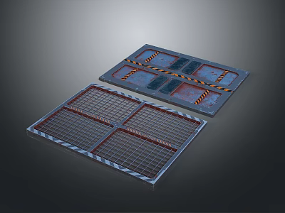 Household Metal Grid Mats With Red Black Warning Stripes For Safety Use 3d model