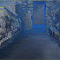 Cartoon Scene Of Ancient Stone Arch With Stone Walls Dirt Path And Weeds