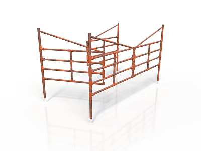 Brown Metal Fence Structure With Horizontal And Vertical Bars For Farm Enclosure 3d model